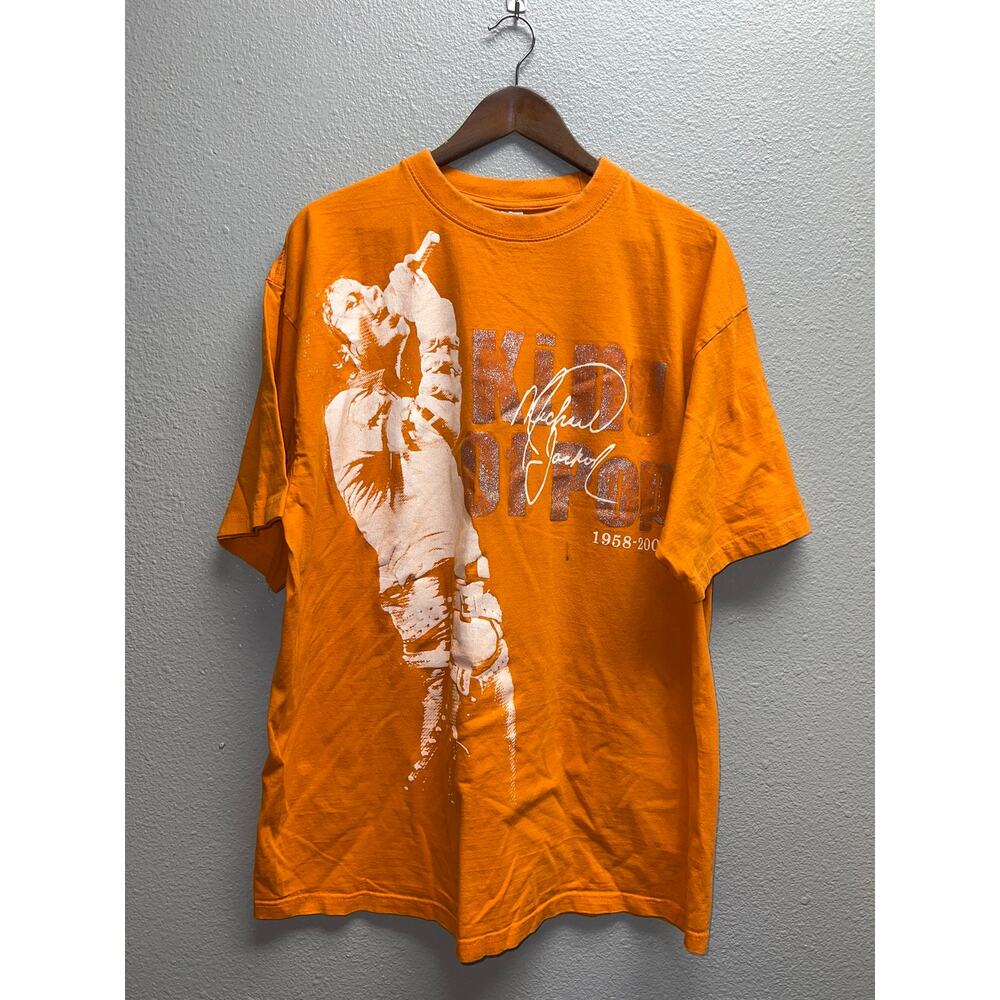 Vintage Michael Jackson Shirt King Of Pop Phat Dog 2009 Orange Singer Tee 2XL